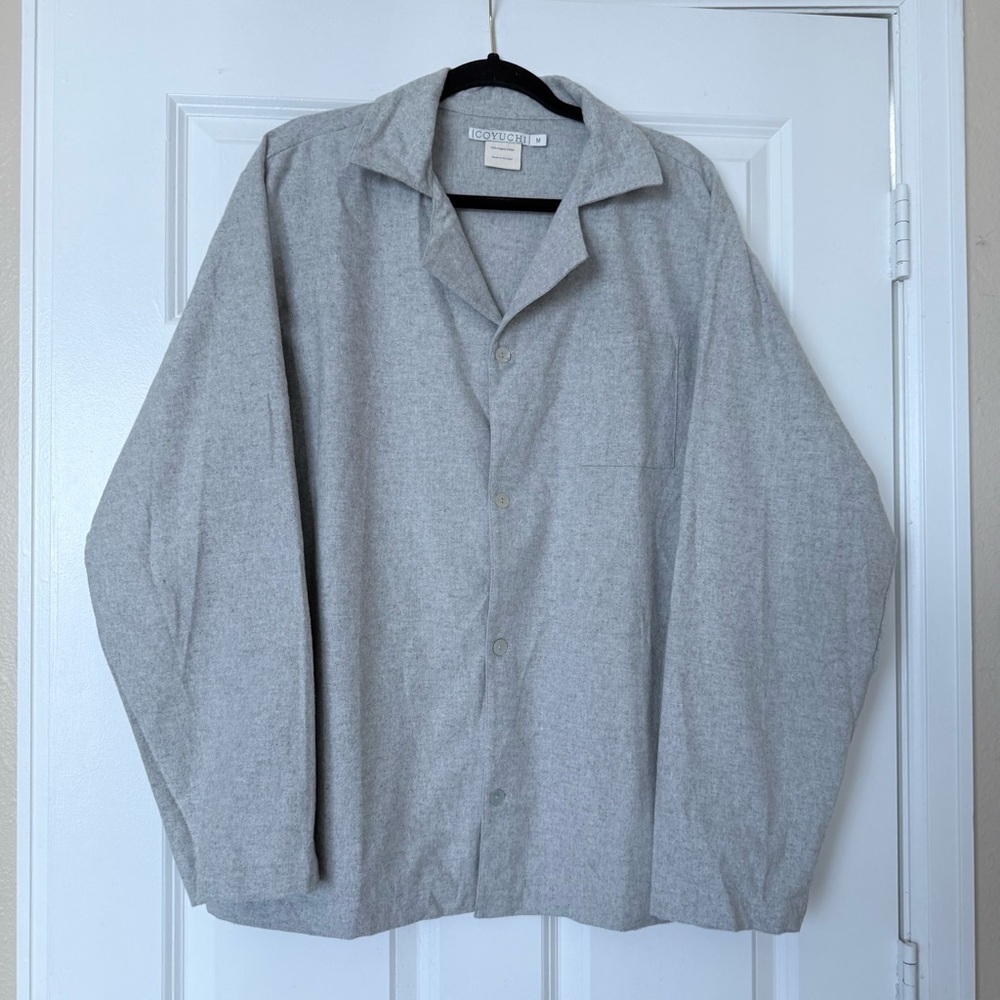 COYUCHI Shirt Men’s Organic Cotton Brushed Flannel Pajama Top Loungewear Medium